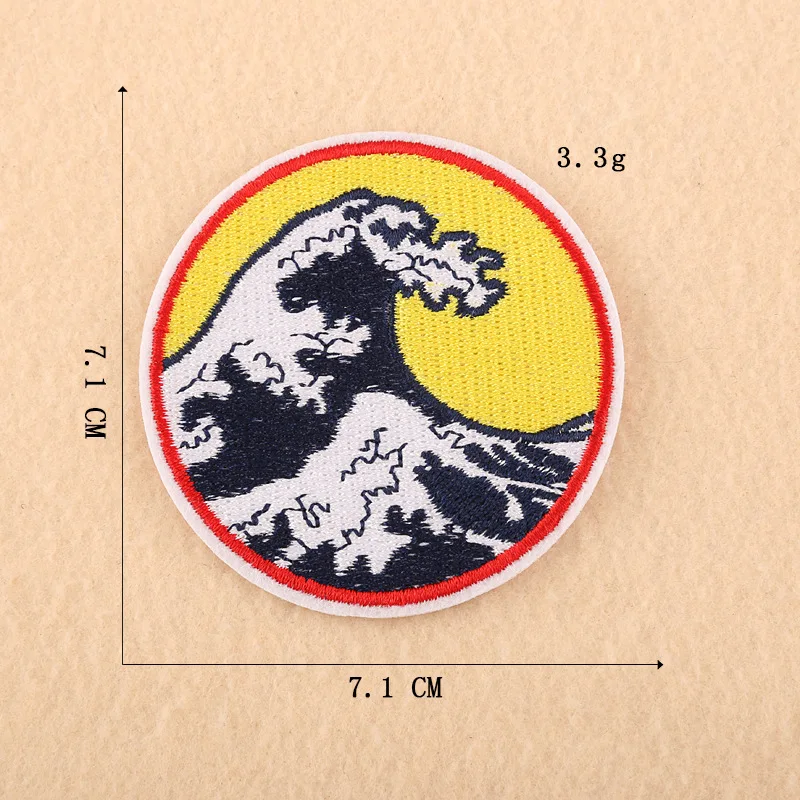 Японский укиё-э канагава круглый значок для серфинга вышитые нашивки одежды