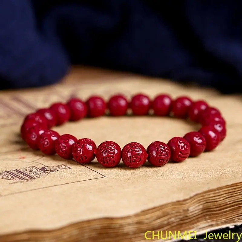 

Натуральный Необработанный минеральный браслет с круглыми бусинами Cinnabar DIY