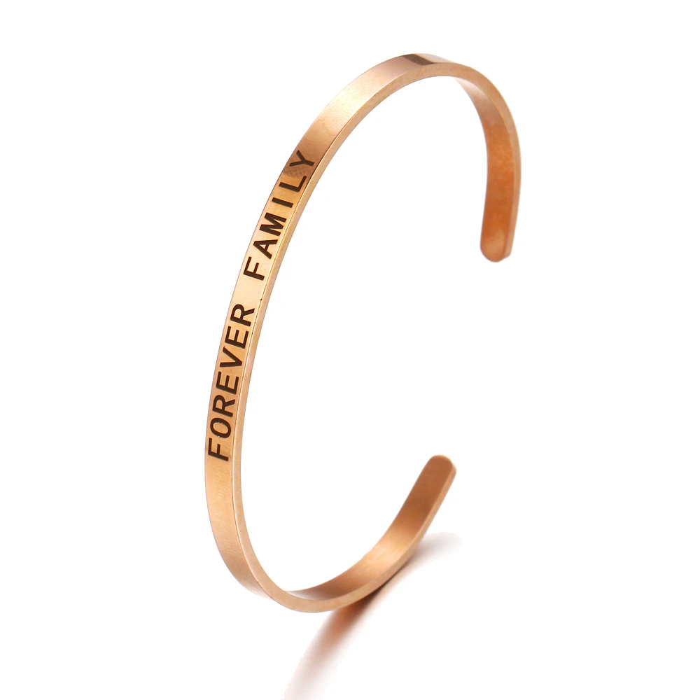 Горячая Распродажа открытые манжеты из нержавеющей стали розовое золото