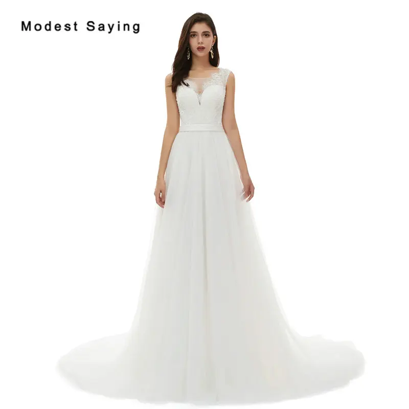 

Элегантные свадебные платья цвета слоновой кости трапециевидной формы с пуговицами на спине 2020, вечерние женские прозрачные Свадебные пла...