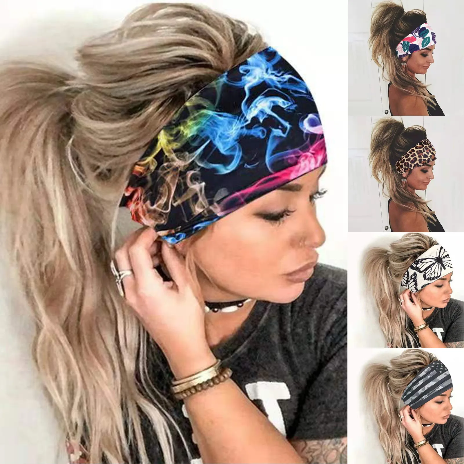 

Women's Leopard Turban Headbands Twist Elastic Stretch Hairbands Fashion Headband Sports Yoga Headwrap Spa Head Band for Ladies