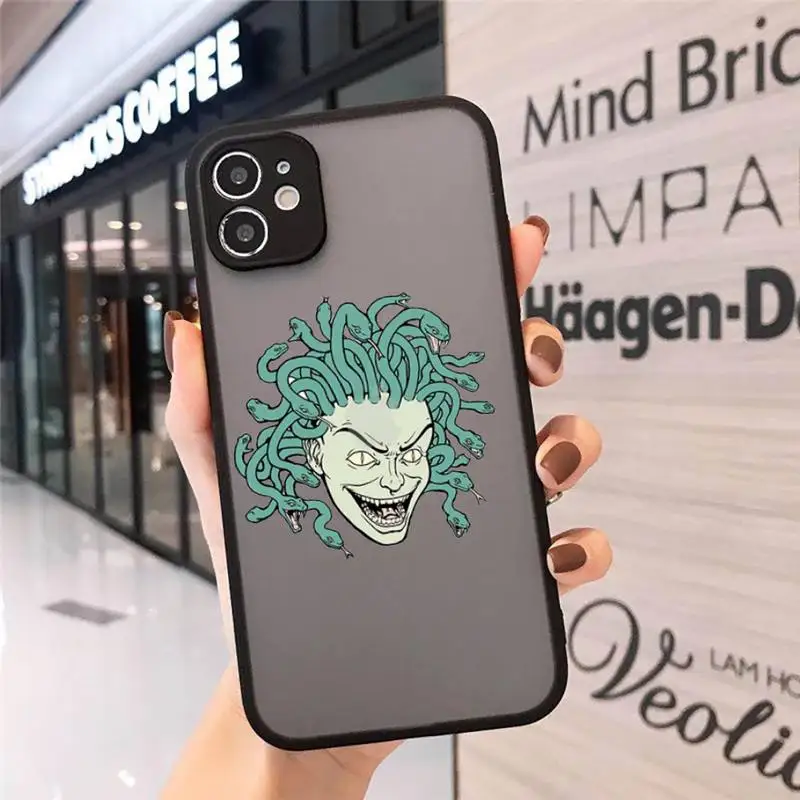 

Snake head of horror Medusa Phone Case Matte Transparent for iPhone 7 8 11 12 s mini pro X XS XR MAX Plus cover funda shell