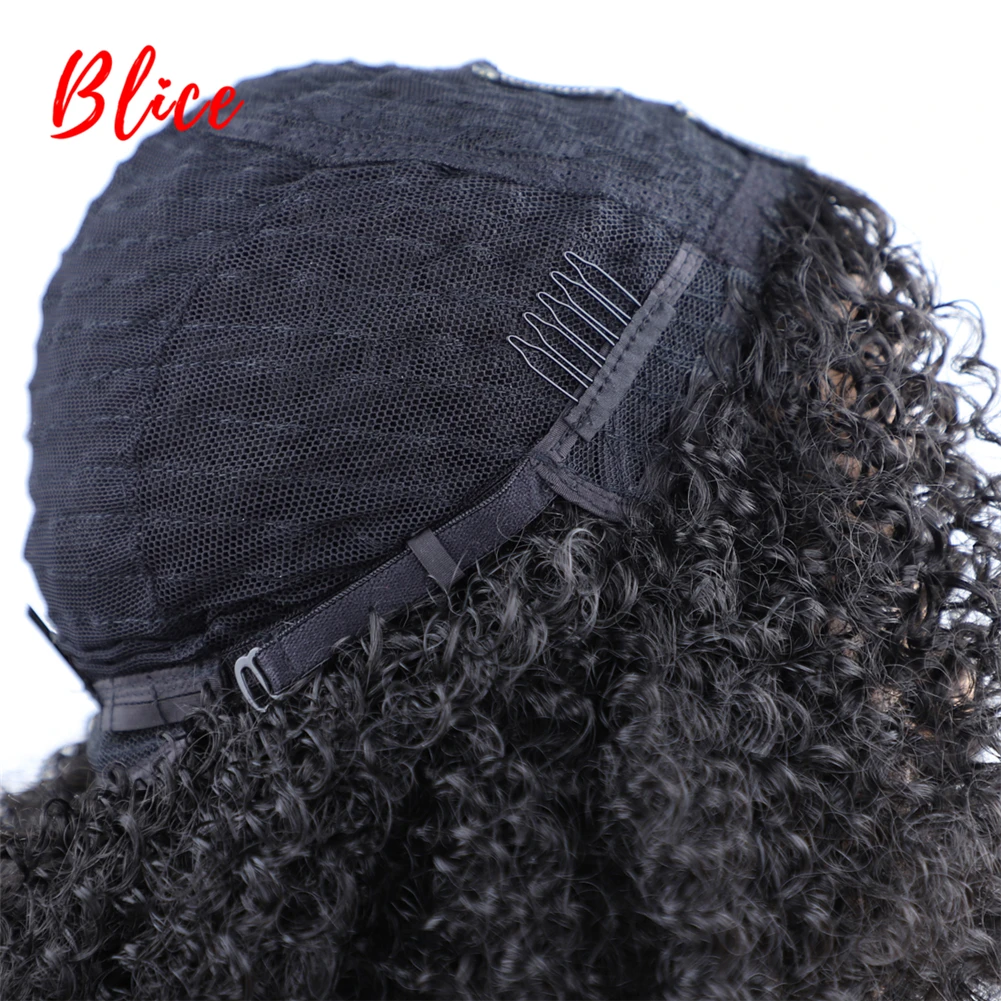 

Blice 20 Inch Afro Kinky Curly U Part Natural Black Color Hair Wig 130 Density Heat Resistant Synthetic Daily Wigs For Women