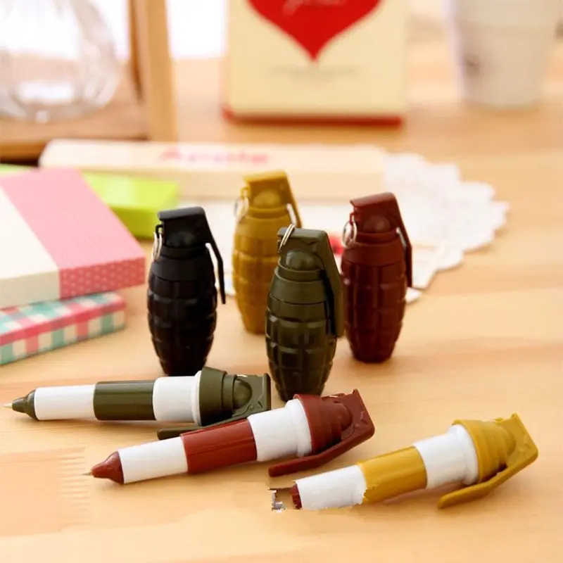 

1 PC Multicolor Plastic Retractable Grenade Ball Pen Boy Toy Creative Ballpoint Pens For Boy Student School Stationery Supplies