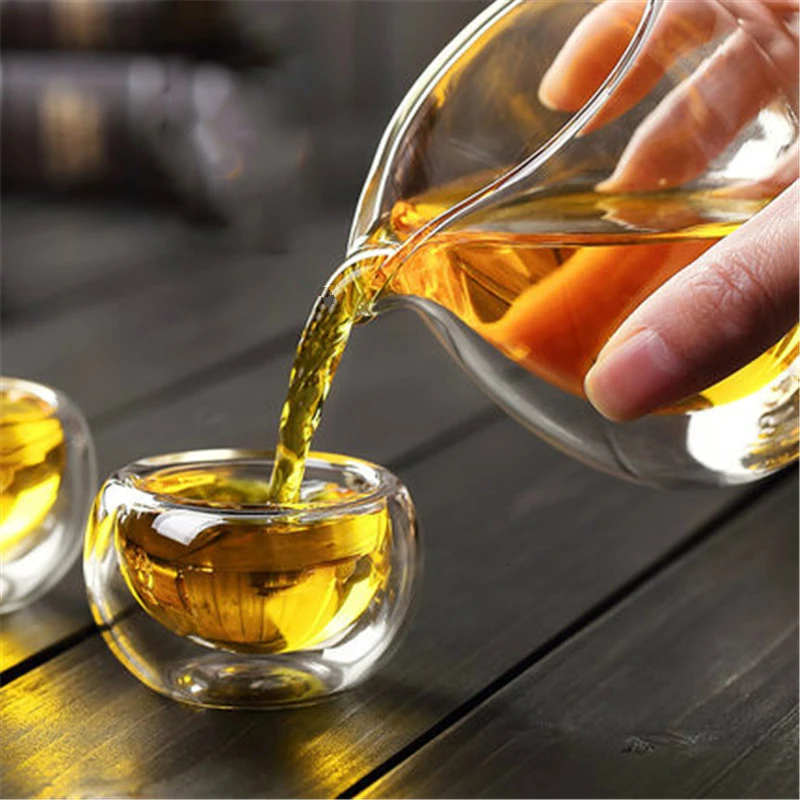 Стеклянные чайные чашки с двойными стенками домашняя прозрачная чайная утварь