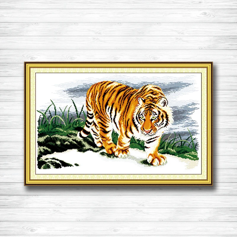 Картина с изображением тигра короля животных счетный принт на холсте DMC 14CT 11CT DMS