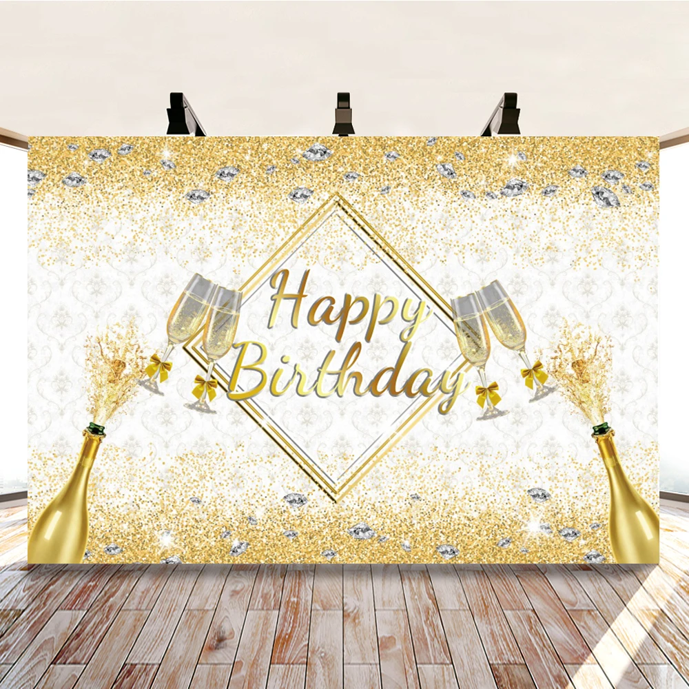 

Yeele Birthday Gold Glitters Champagne Diamond Party Photography Backdrop Photographic Decoration Backgrounds For Photo Studio