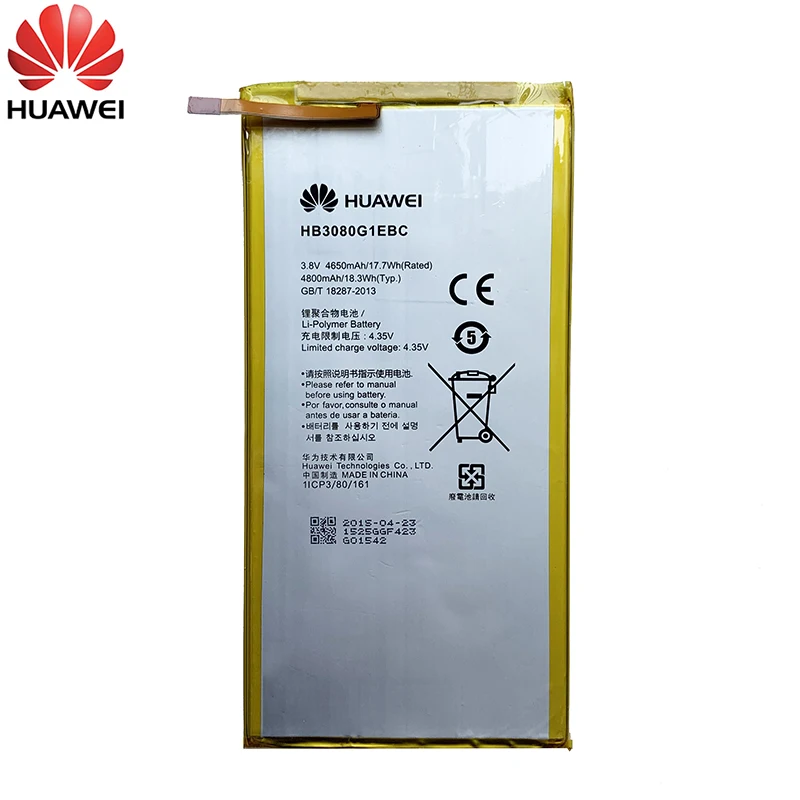 100% оригинал Hua wei 4800mAh HB3080G1EBW для Huawei MediaPad T1 10 Pro / A21 A21W A21L A22L A23L батарея|Аккумуляторы