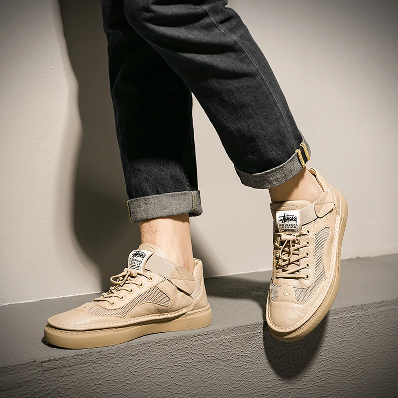 New Men Shoes Comfortable Flat Shoes Easy Lacing Breathable Shoes Mesh Walking Shoes