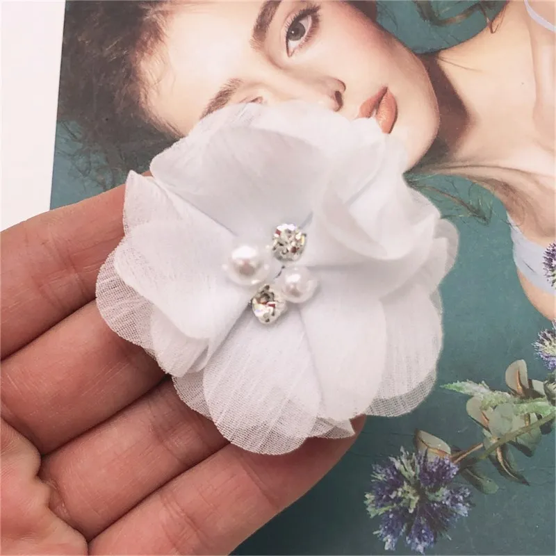 5 шт. вышивка бисером и стразы искусственная ткань 3d Роза ручная работа цветок для