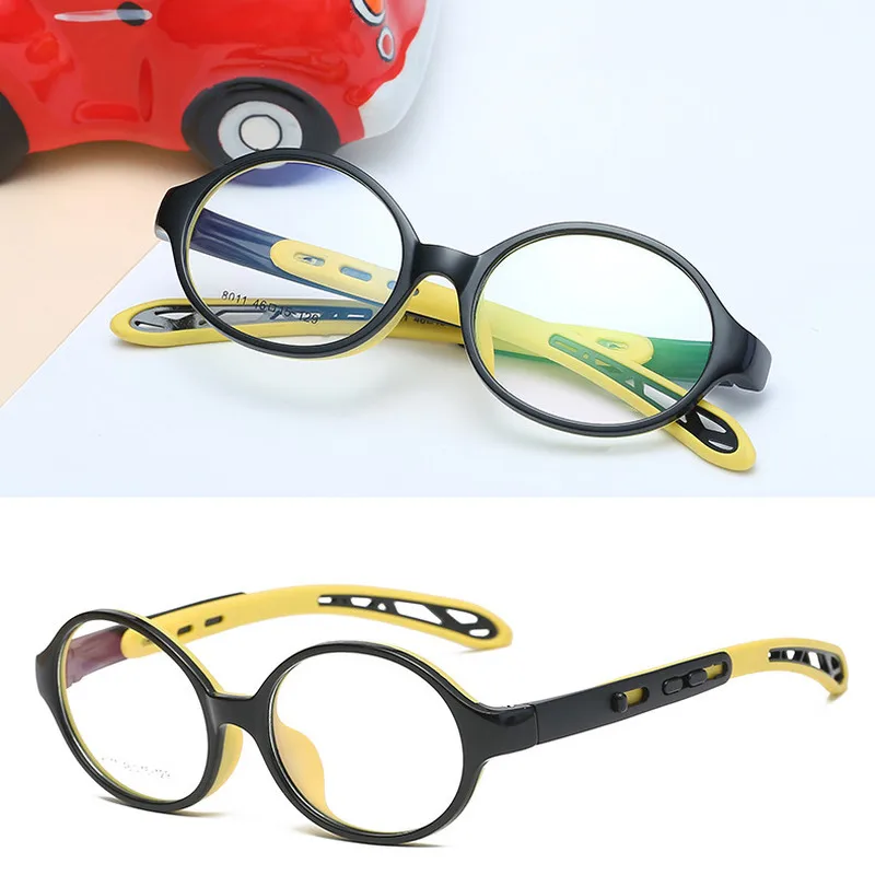 Модные детские гибкие очки TR90 Круглые сверхлегкие мягкая оправа прозрачные