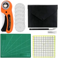 lmdz 45mm rotary cutter tool kit with 5 extra blades cutting mat patchwork ruler precision knife craft knife ideal craft