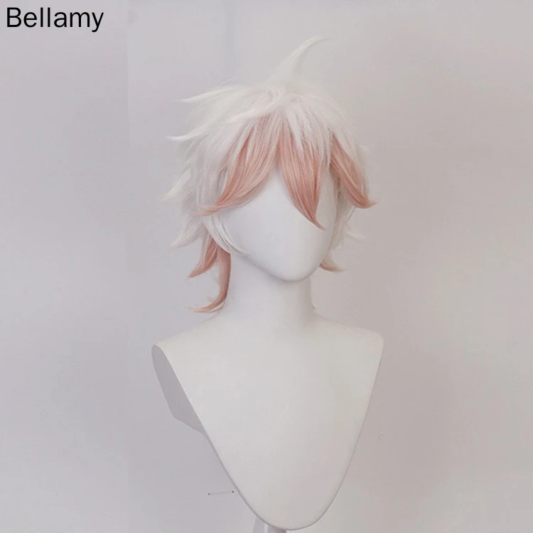 Аниме Данганронпа: Первый удар веселья Комаэда Нагито косплейная прическа Белый градиент пламени парик + шапочка для парика.