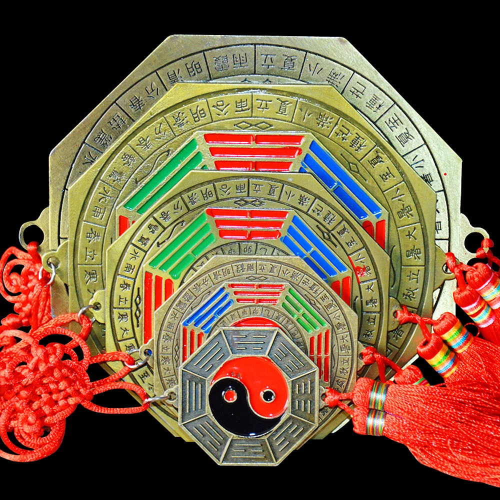 

Lucky Chinese Zodiac Knot Feng Shui Tai chi Bagua FengShui Mirror Taoist Talisman Energy Home Decoration Ornament 24 solar terms