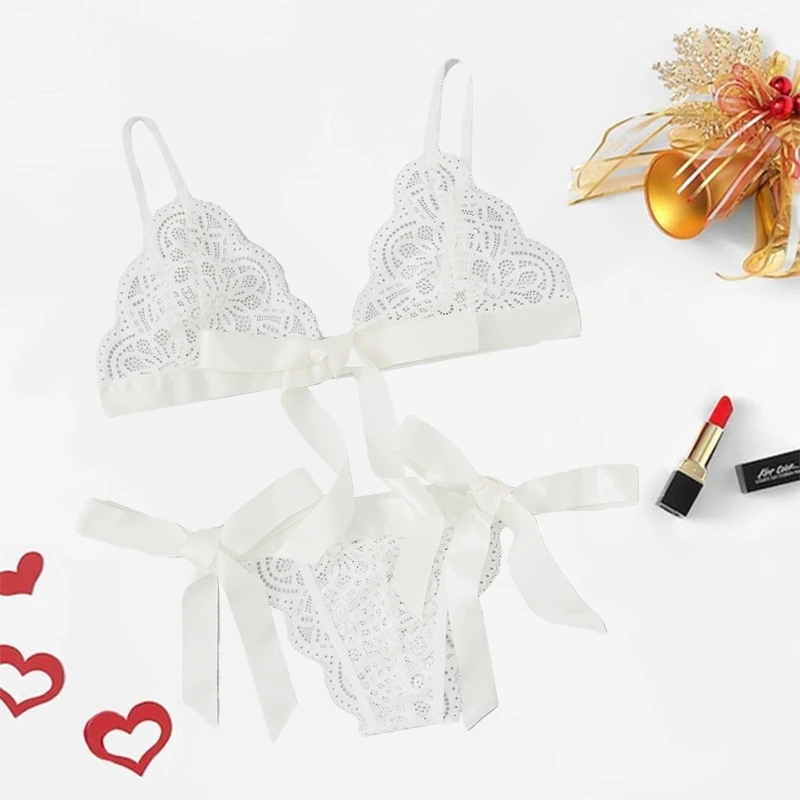 Femme сексуальный комплект нижнего белья пуш-ап бюстгальтер и трусики кружевного