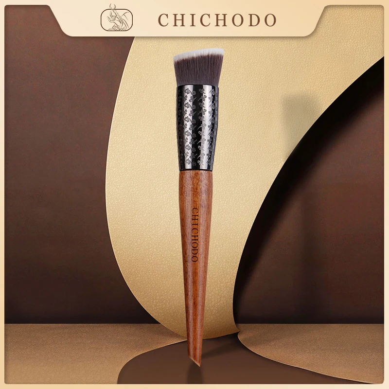 

CHICHODO Makeup Brush-2021 New Amber Series Carved Tube Synthetic Hair liquid foundation Brush-BB cream Cosmetic pen-beauty-F224