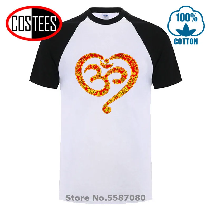 Винтажная футболка с надписью Om Heart в китайском стиле OM Spirituality Love изображением