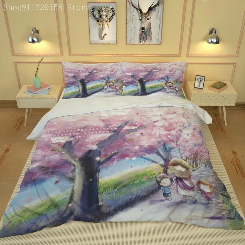 Фиолетовый пододеяльник набор Постельное белье фиолетового дерева в виде