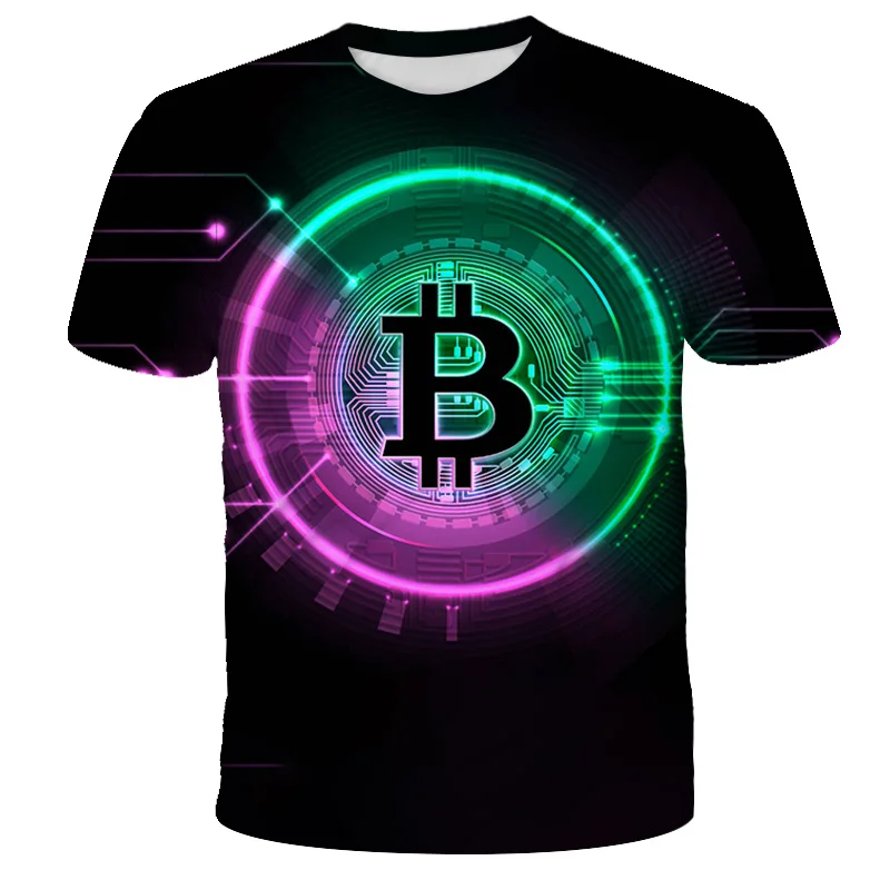 

Summer latest 3D printing bitcoin children's t-shirt funny boy gold coin casual short-sleeved t-shirt hip-hop top