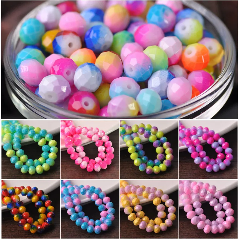 

Rainbow Coated Style Crystal Glass 6x4mm 8x6mm 10x7mm Rondelle Faceted Loose Spacer Beads for Jewelry Making DIY Crafts