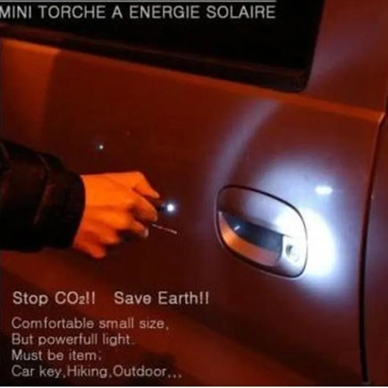 

Black 3 LED Nightlight + keychain Ring Holder Solar Power rechargeable emergency Flashlight Light Lamp for Hiking travel camping