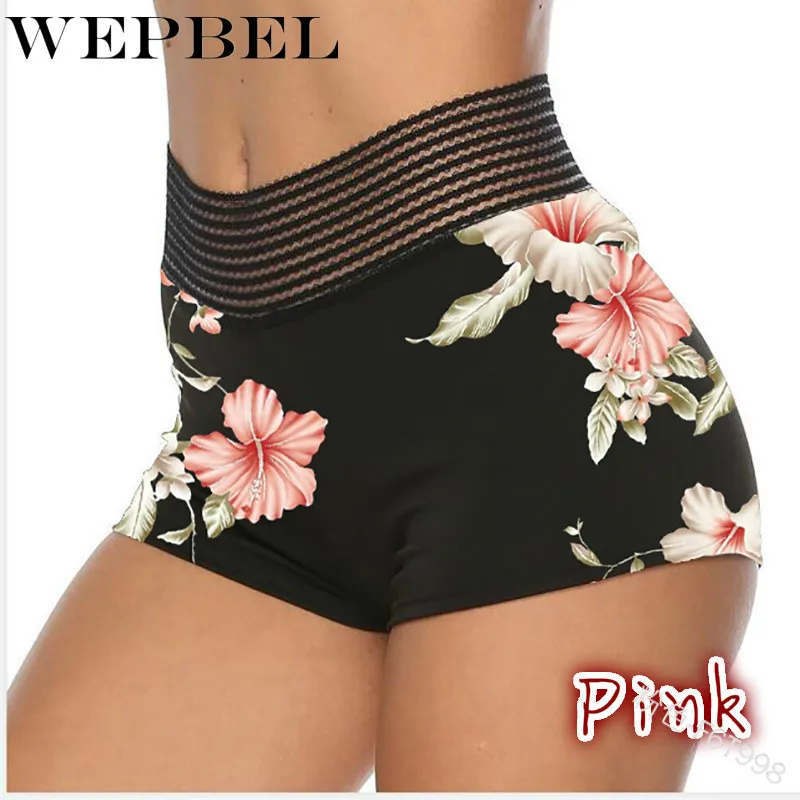 

WEPBEL Women Summer Fashion Shorts Casual Floral Printed High Waist Short Pants Sport Soft Leggings Shorts Summer Women Shorts