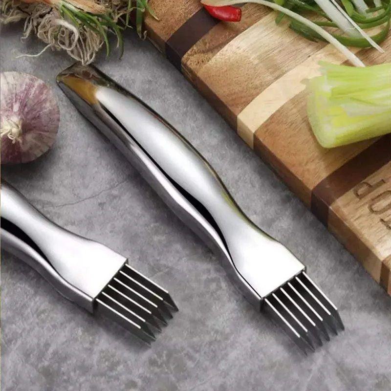 

Stainless Steel Scallion Cutter Supplies Onion Garlic Slicer Shred Silk Vegetable Knife Cutting Kitchen Food Speedy Chopper Tool
