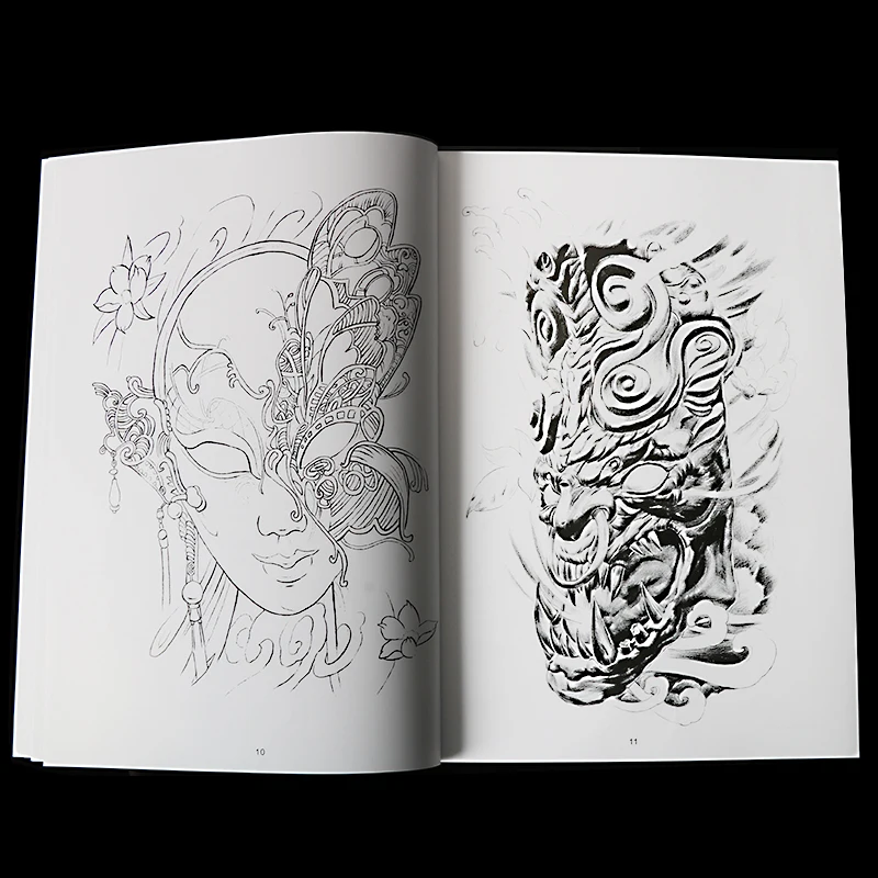 

Tattoo Book New Professional Tradition Illustration book Art Black And White Sketch Manuscript Template Accesories Horror tattoo