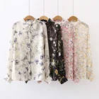 Блузка с вышивкой Новинка 2021 Модный Универсальный шифоновый топ с принтом в иностранном стиле женская рубашка с рукавами-фонариками M061