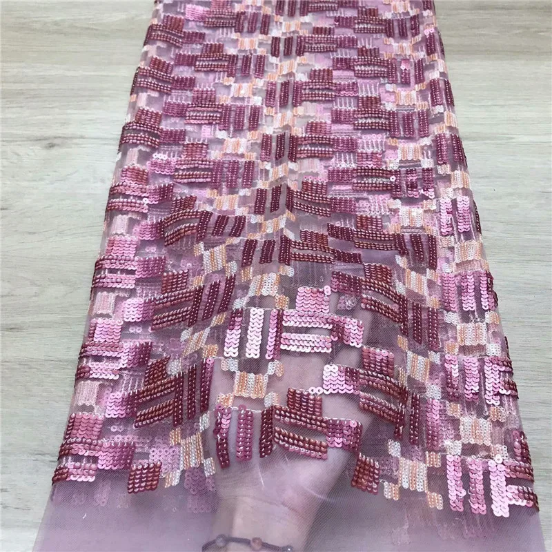 

African Sequins Lace Fabric 2019 Embroidered Nigerian Net Laces Fabric Bridal High Quality French Tulle Lace Fabric 5yard J14-66