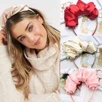 korean style satin fashion folds large intestine headband ladies sweet and shiny candy color net red headband hair accessories
