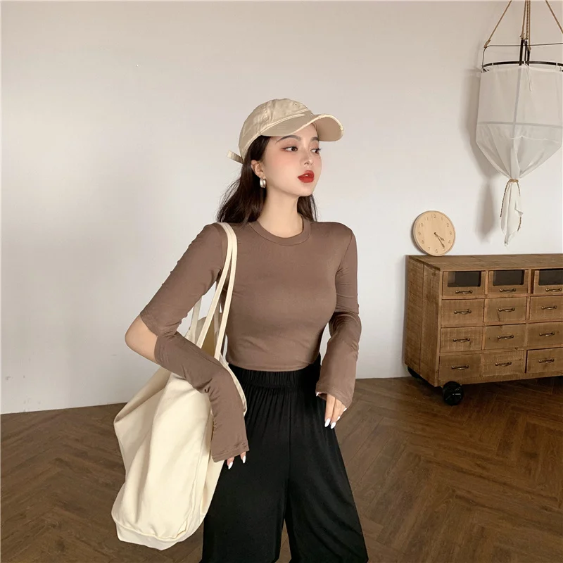 Ажурное тонкое осенне-зимнее нижнее белье женская футболка с длинным рукавом 2021