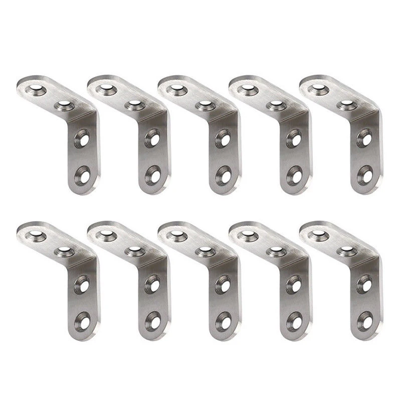 

10pcs L Shape Stainless Steel Angle Fixed Bracket Joint Shelf Cabinet Right Support Connector Furniture Hareware Accessories