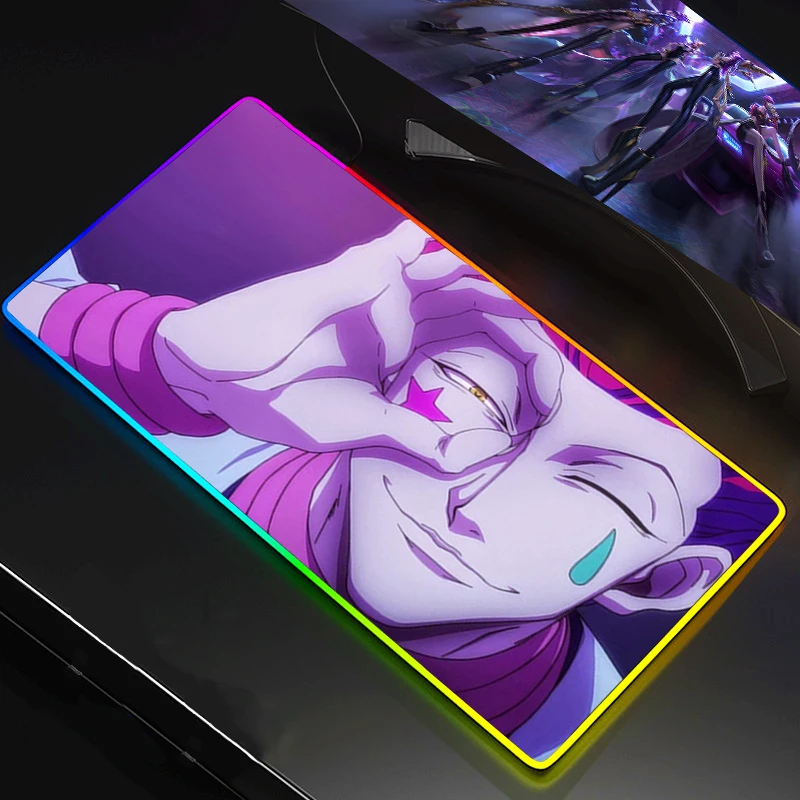 

RGB Hunter X Hunter Kawaii Gaming Accessories L Mause Pad Anime Mousepad 25X35 Mouse Pad LED Backlit Mat Deskmat Tapis De Souris