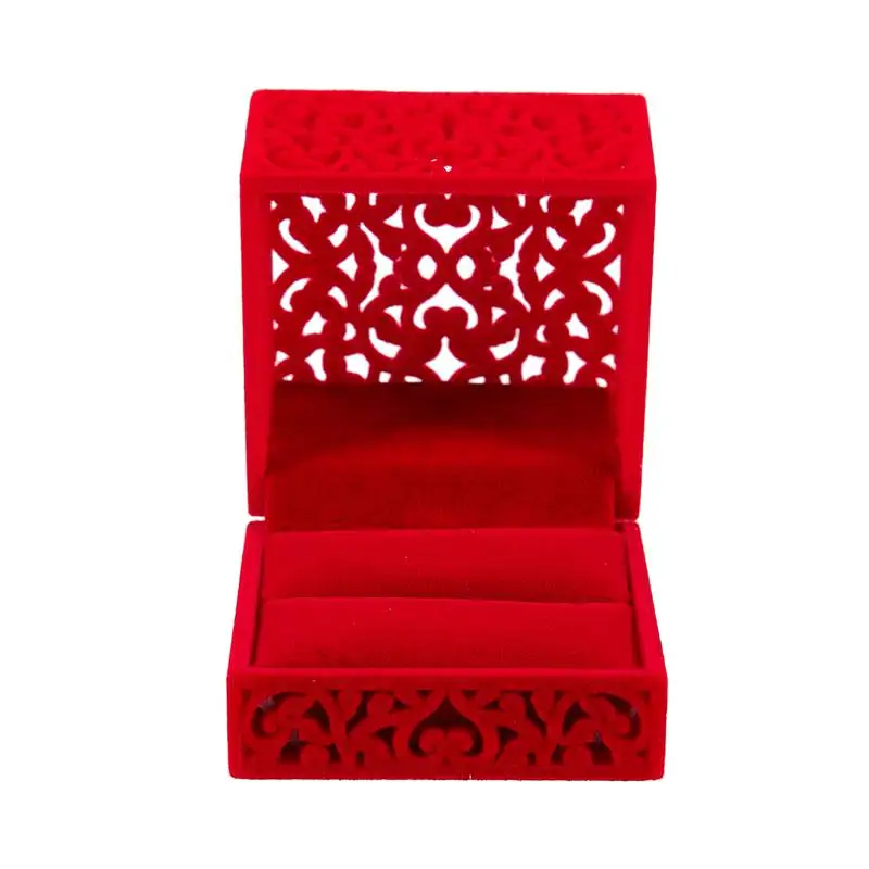 

Hollow Engagement Wedding Jewelry Box Holder Display Gift Ring Box Red