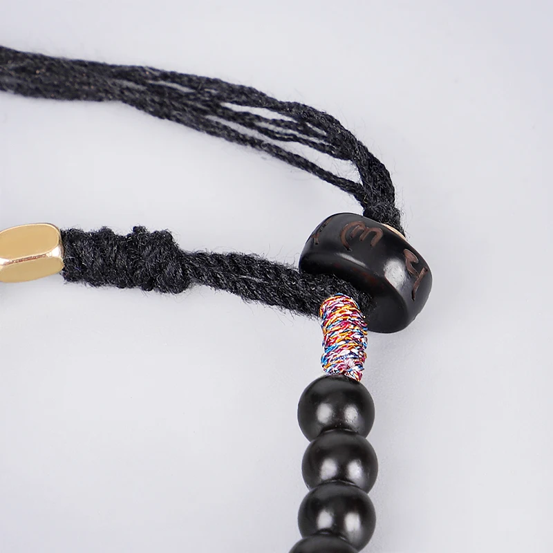 Бусы ручной работы из натуральной кокосовой скорлупы тонкий браслет с медным