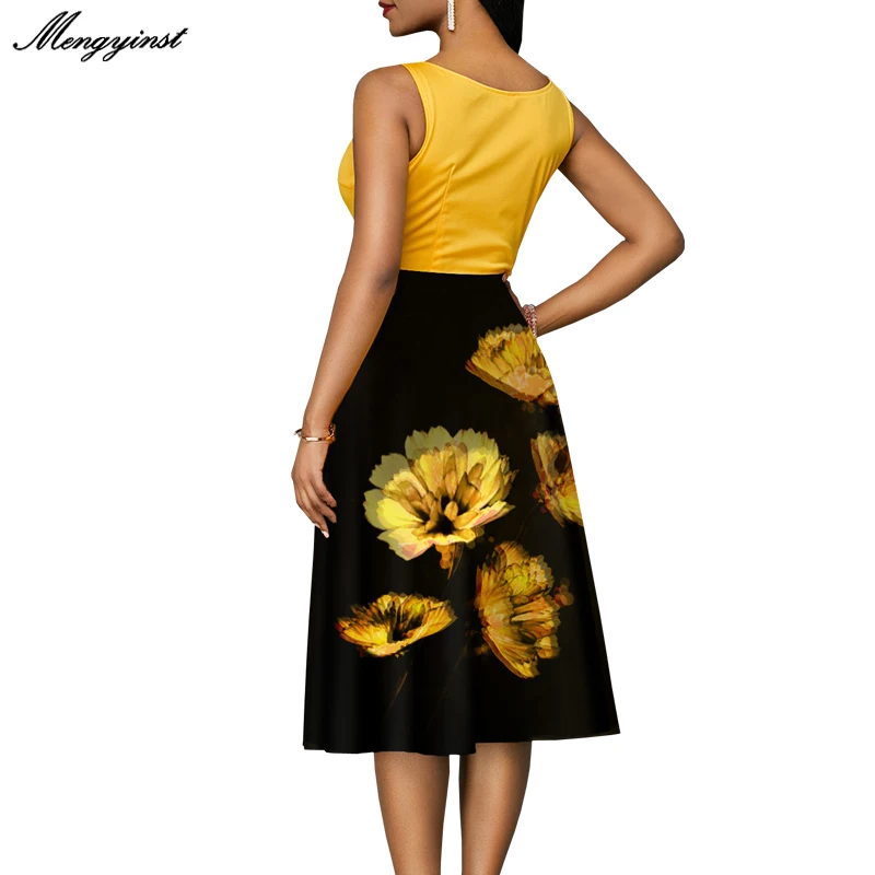 

Summer Sleeveless Dress Women 2021 Casual Plus Size 5XL Slim Office A Line Dresses Elegant Patchwork Sexy Long Party Dresses