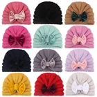 Шапка-тюрбан для девочек, мягкая, бархатная, однотонная, на день рождения