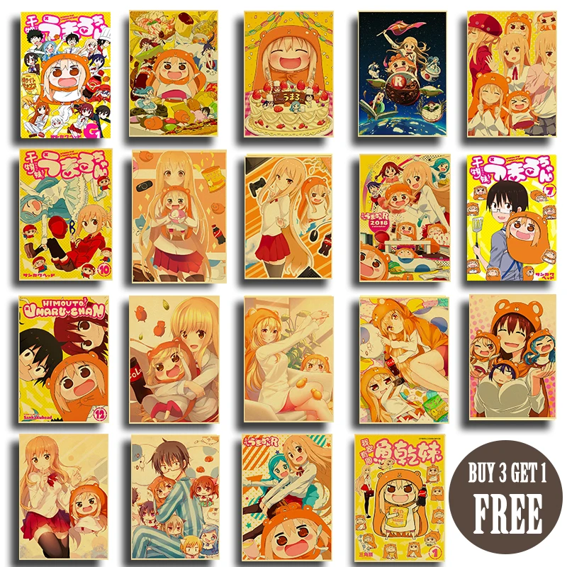 

Vintage Anime Day Himouto! Umaru-chan Posters Retro Kraft Paper Prints High Quality For Home Bar Cafe Wall Design decoration
