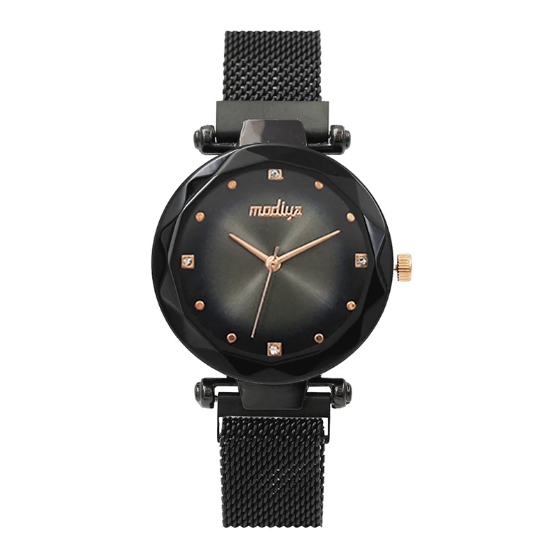 Роскошные женские часы Аврора розовое золото магнитная сетка модные с