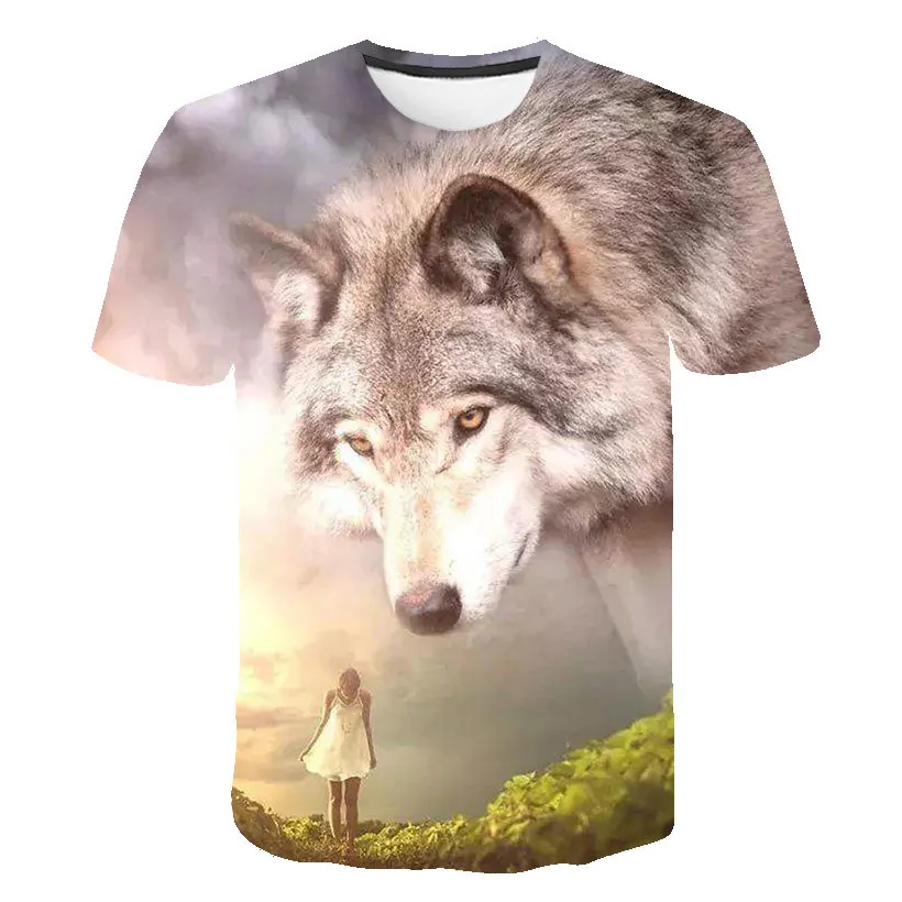 

Cool Wolf Pattern T-Shirt 3D Printing Animal Men's Tops Casual Fashion Short Sleeve Graphic t shirts2 021 Summer Street Style