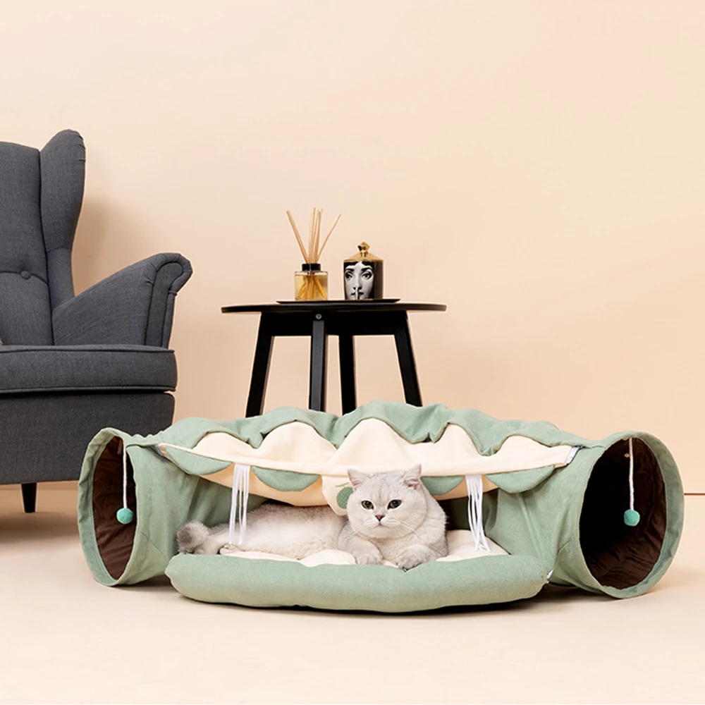 

Collapsible Cats bed Tunnel Tube Pet house Interactive Play Toys Removeable Sound Ring Bell For Kitten Puppy Ferrets