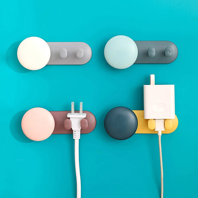 

Punch Free Usb Data Cable Winder Earphone Receiver Wall Adhesive Hanger Key Holder Sticky Plug Hook Power Cord Storage Rack