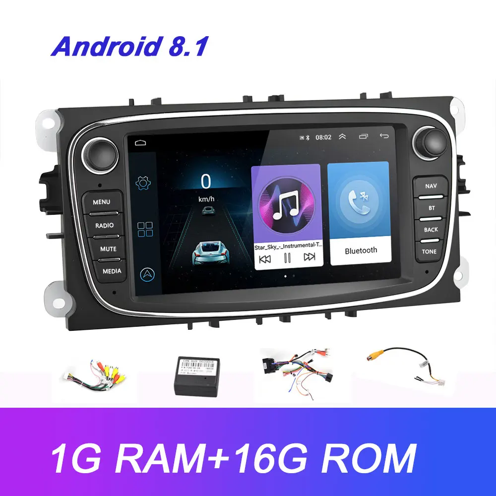 Black 1G 16G Camecho 2 din Android 8,1 автомобильный мультимедийный плеер 7 ''gps Navi Автомагнитола для Ford Focus EXI MT 2 3 Mk2/Mondeo/S-MAX/C-MAX/Galaxy - Цвет: Black 1G 16G