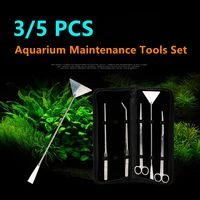35 pcs aquarium tools set plants tweezers and scissors grass stainless steel cleaning tools water plants fish tank accessories