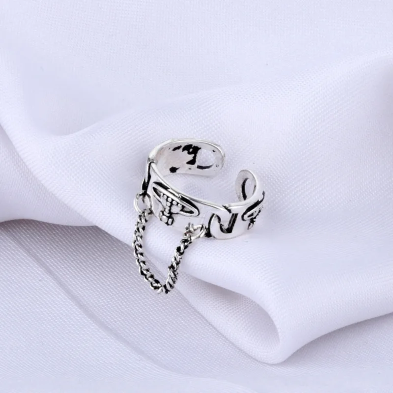 

Trend Hip Hop Punk Planet Chain Ring Personality Gothic Couple Ring Opening Adjustable Retro Jewelry Ring Wholesale