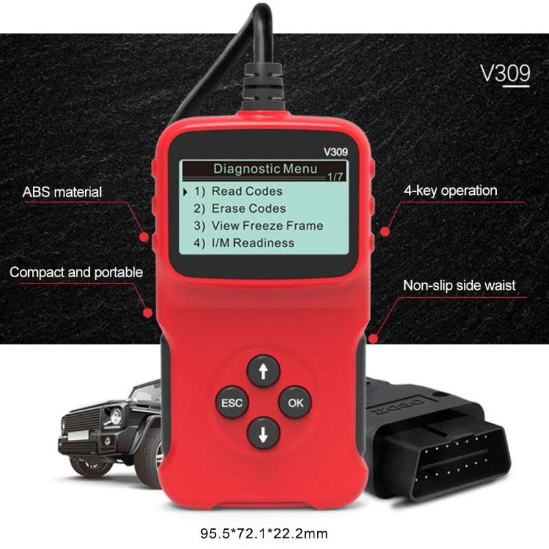 Newly OBDII Auto Diagnostic Scanner V309 Car Coder Reader 8 to 15.5V Repair Tool For 1996 Automobile Erase/Reset Fault Checker | Автомобили