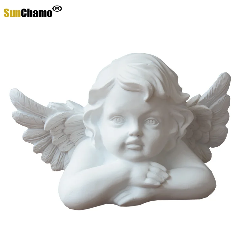

Plaster Statue Angel Lovely Boy Mini Trumpet Figure Tabletop Home Decoration Resin Sculpture Furnishing Accessories Murals