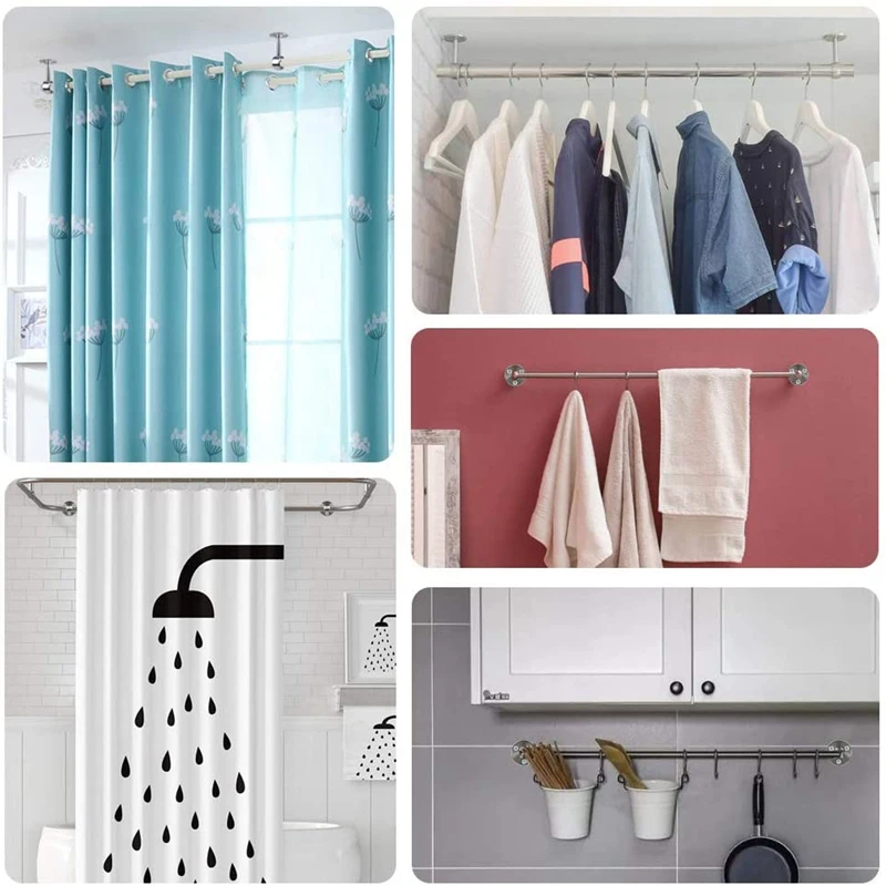 10PCS Hanging Rod Wardrobe Rail Holder Tube Support Bracket Clothes - 25MM |