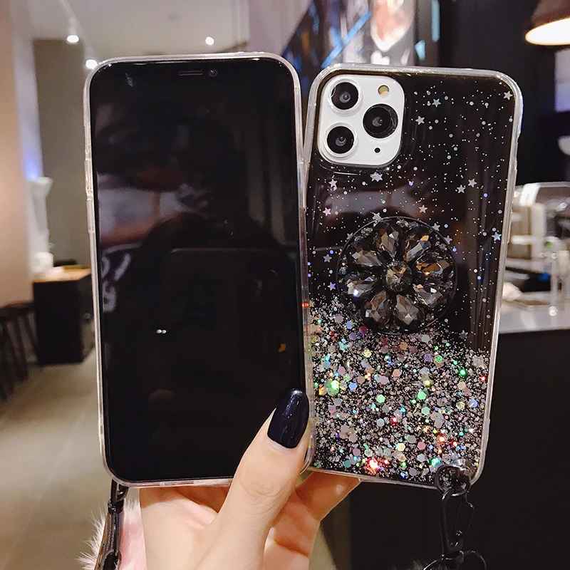 Роскошный Алмазный милый шнур для волос, мягкий чехол для iphone 7 X XR XS 11 pro MAX 8 6S plus для samsung S10 S8 S9 Note A50